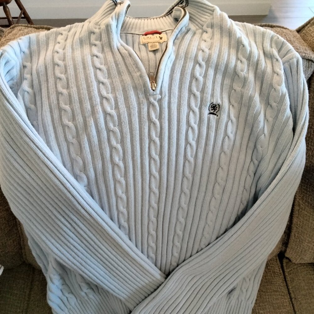 Men's XXL Crest By Tommy Hilfiger Light Blue Sweater